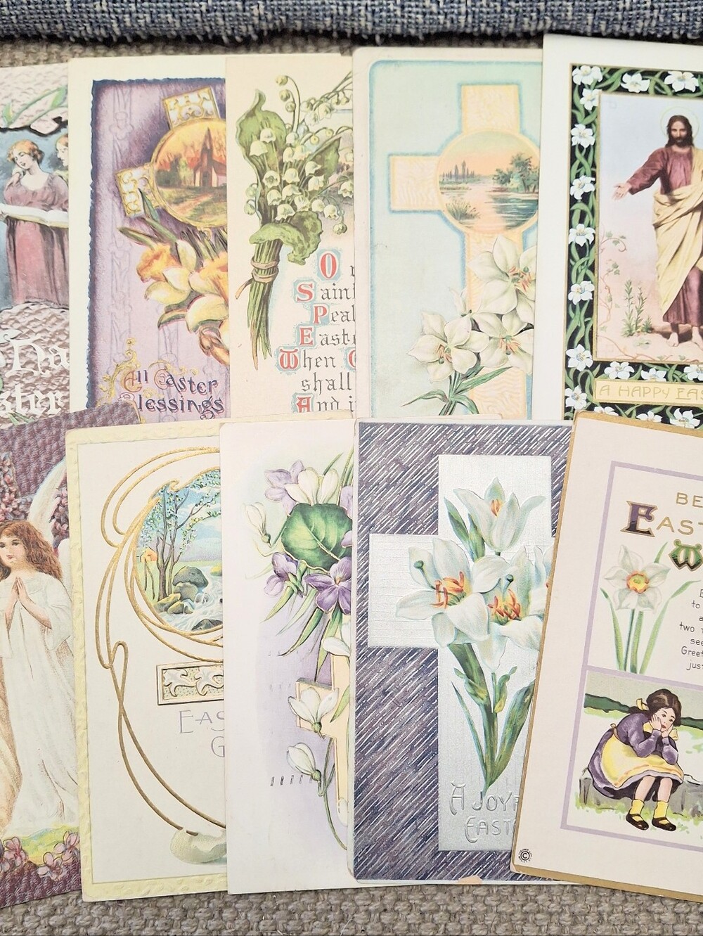 Antique Easter Postcard Lot Embossed Whitney Religious Angels Floral 1910s